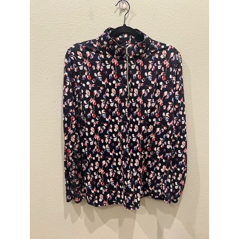 Adair Active Women's XL Red/White/Blue Leaf Print Golf Polo Long Sleeve 1/4 Zip